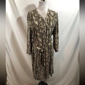 Dana Buchman Animal Print 3/4 Sleeve Dress With Belt - Women’s XL, Waist 21.5”
